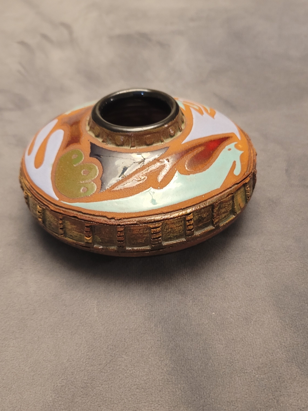 Handmade Dominican Republic Decorative Round Vase - Multicolor